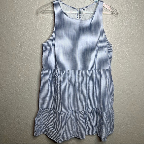 BNWOT Old Navy Blue and White Striped Summer Peplum Dress - Picture 2 of 5